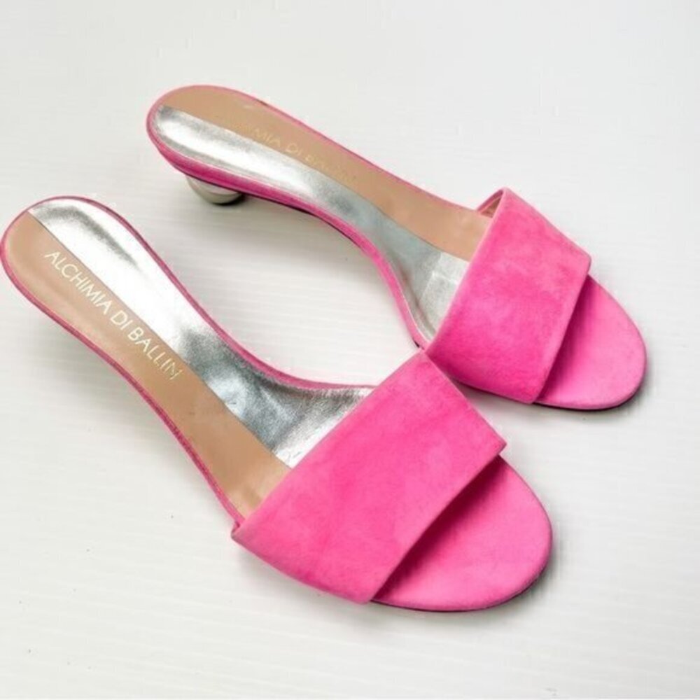 Alchimia Di Ballin Sandals Womens 10.5 | It 40.5 Pink Heel Suede Slides